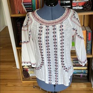 Lucky Brand boho embroidered blouse
